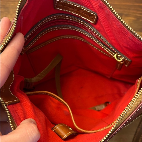 Dooney & Bourke Pebbled Leather Crossbody Bag – Dark Red with Tan Trim - Picture 13 of 16